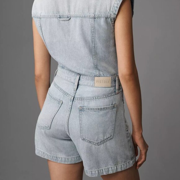 PISTOLA Anthropologie Lennox Denim Romper in Roma Sz Medium NEW NWT $198 - Picture 2 of 5